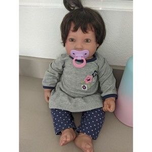 Reborn Baby Girl Doll Brown hair & eyes Pacifier Outfits * What a cutie!